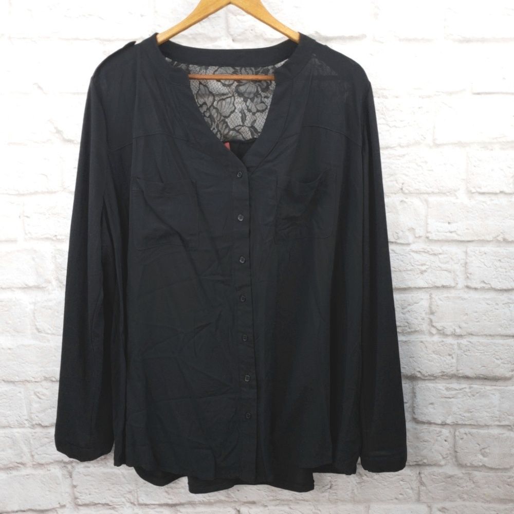 💚Pure Energy women's black long sleeve blouse